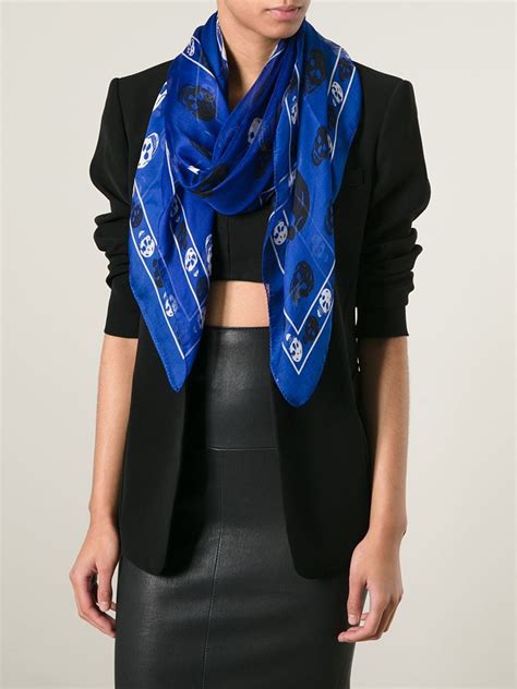 dark blue alexander mcqueen scarves